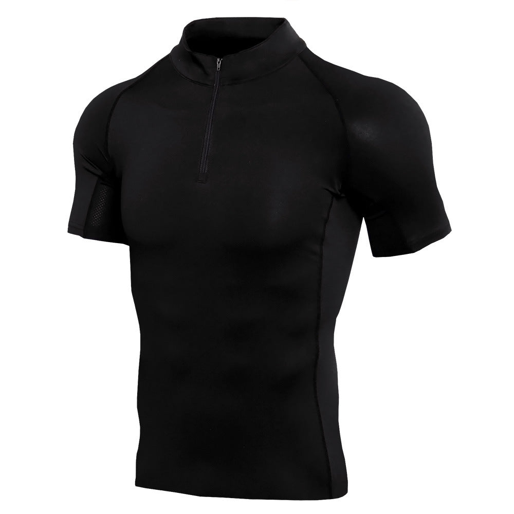 Sporty stand-up collar T-shirt-D871
