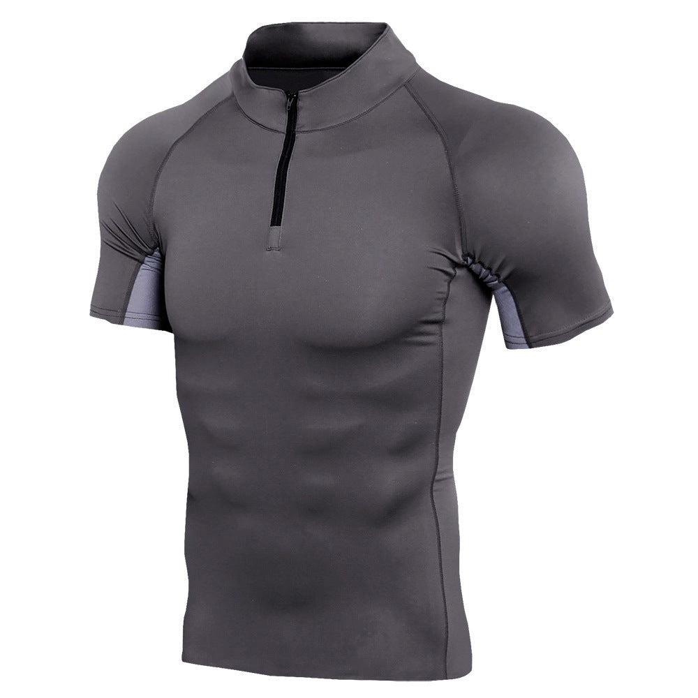 Sporty stand-up collar T-shirt-D871