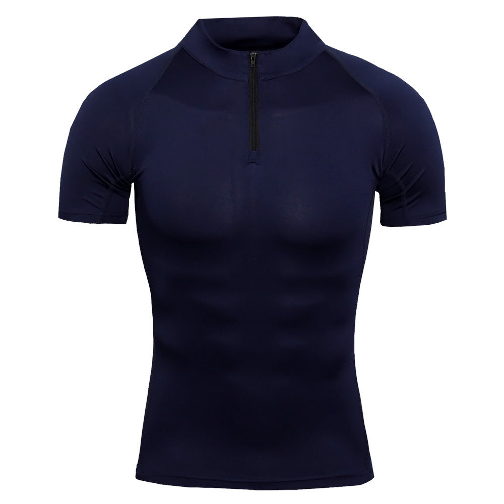 Sporty stand-up collar T-shirt-D871