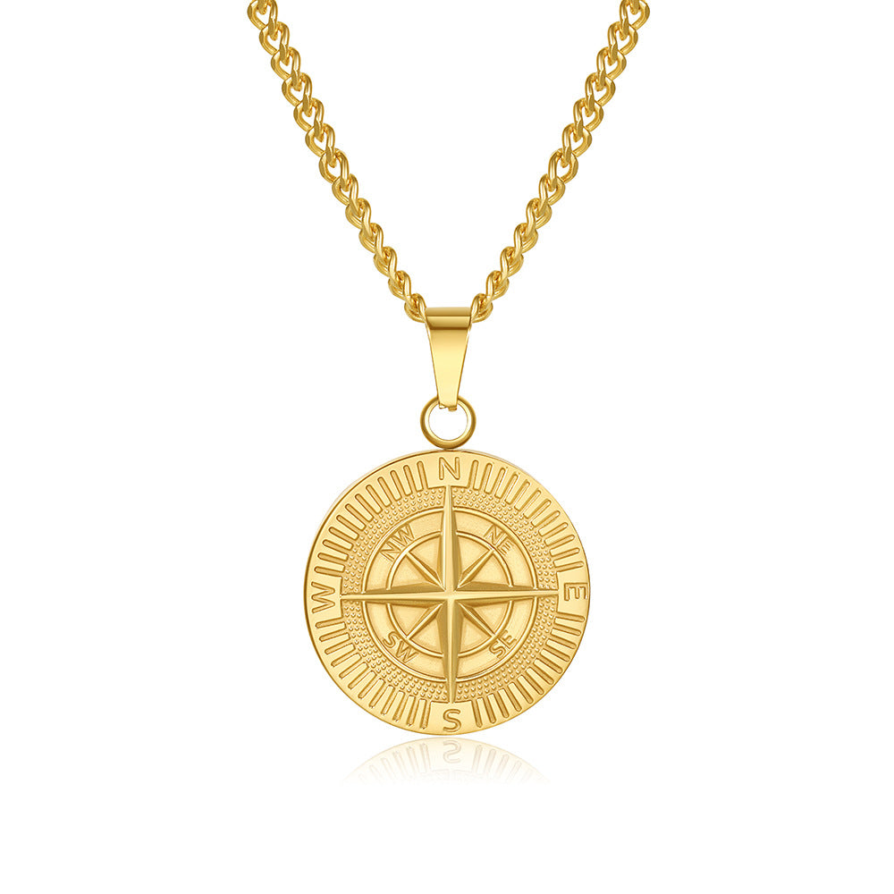 Compass round pendant-D695