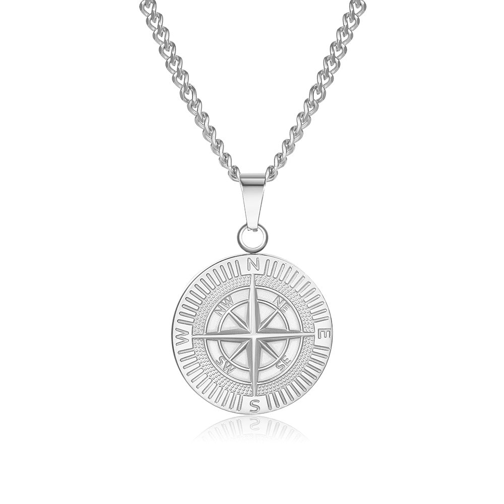 Compass round pendant-D695