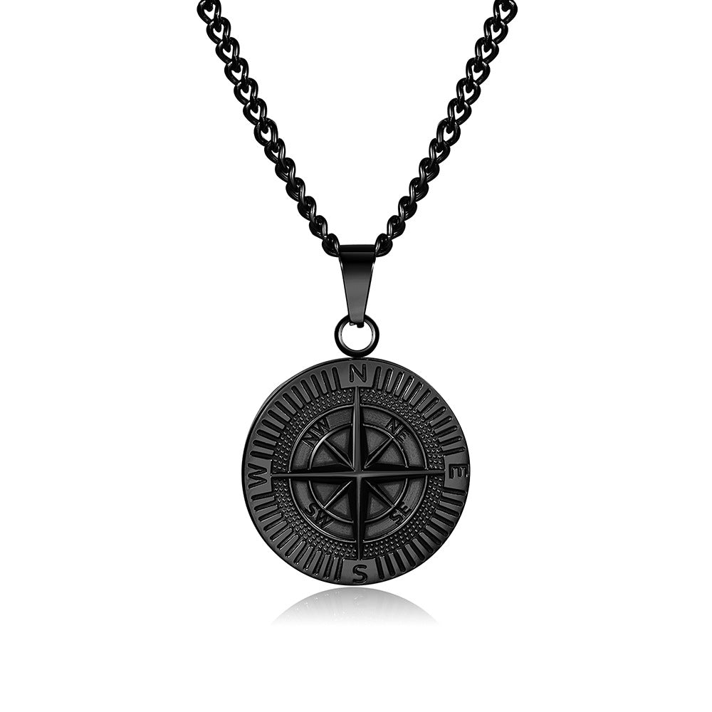 Compass round pendant-D695