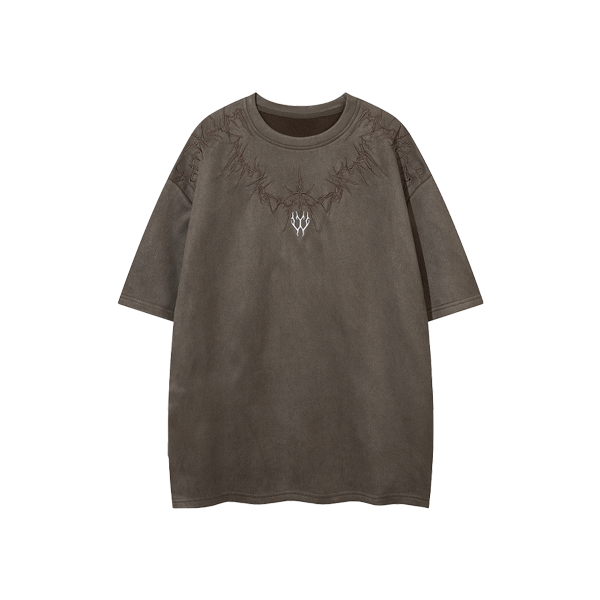 Vintage embroidered suede TEE-D446