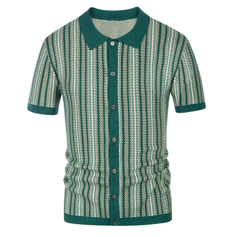 Striped polo shirt-D772