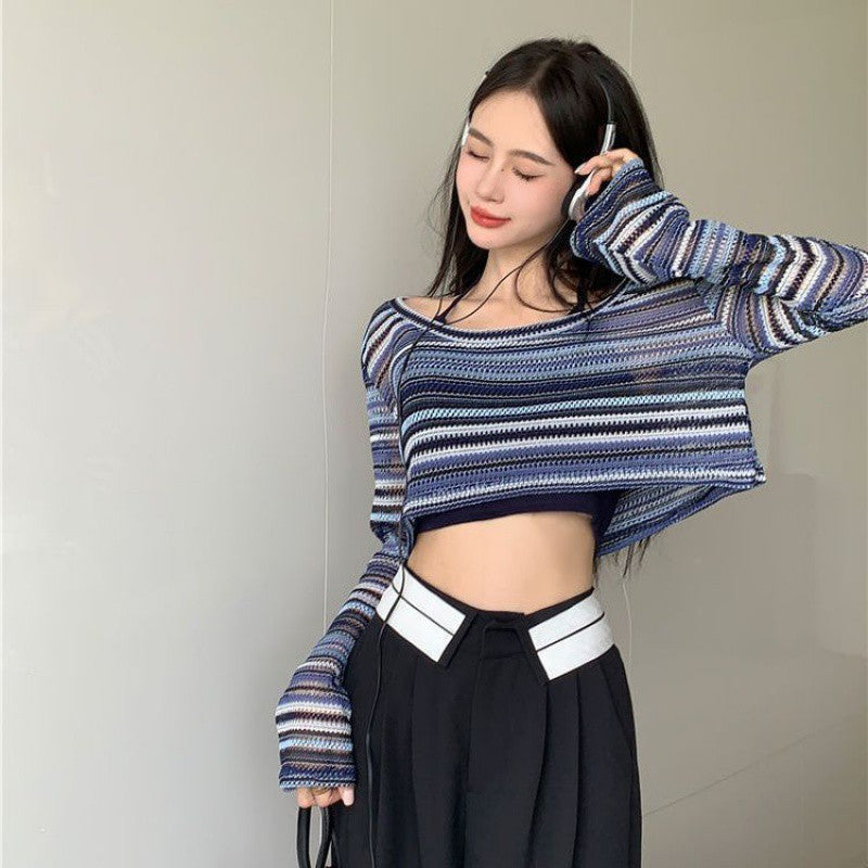 Striped sweater-D834