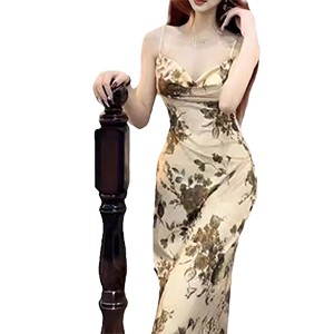 Mature oil painting dress-D453