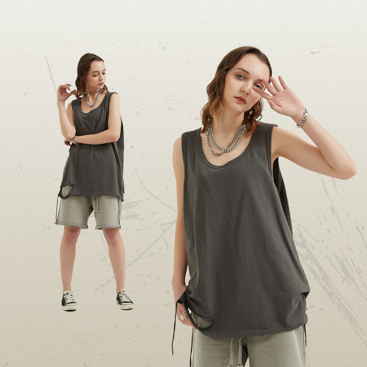 Solid color sports vest-D361