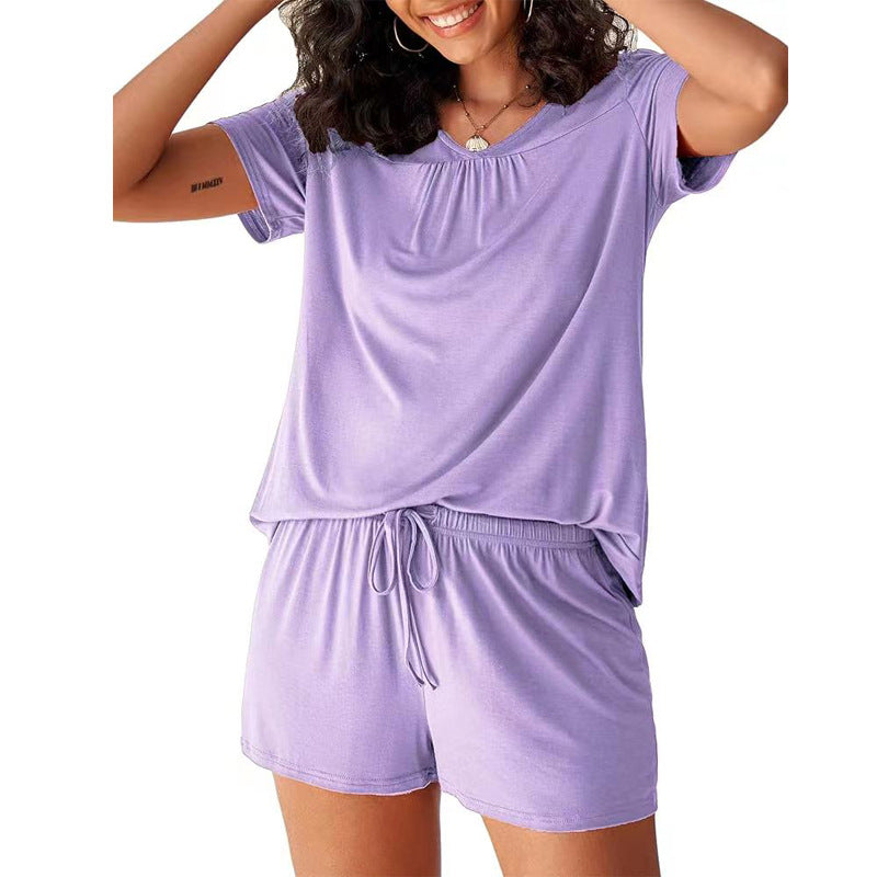 V-neck pullover home wear suit-D272