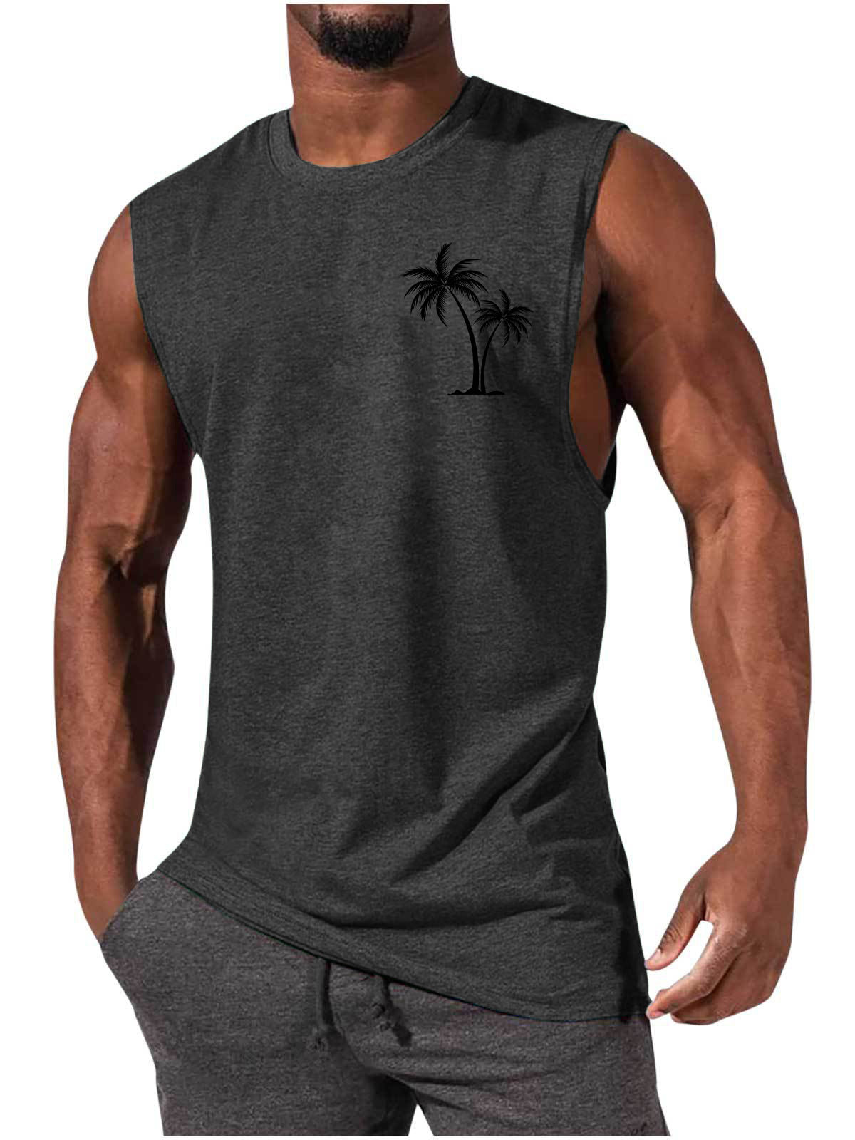 Coconut tree print vest-D601