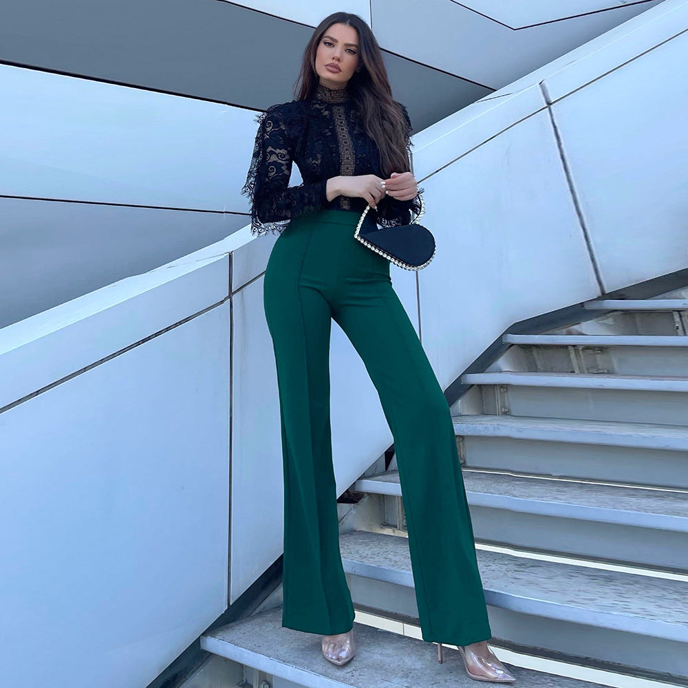Slim-fit bell bottoms-D535