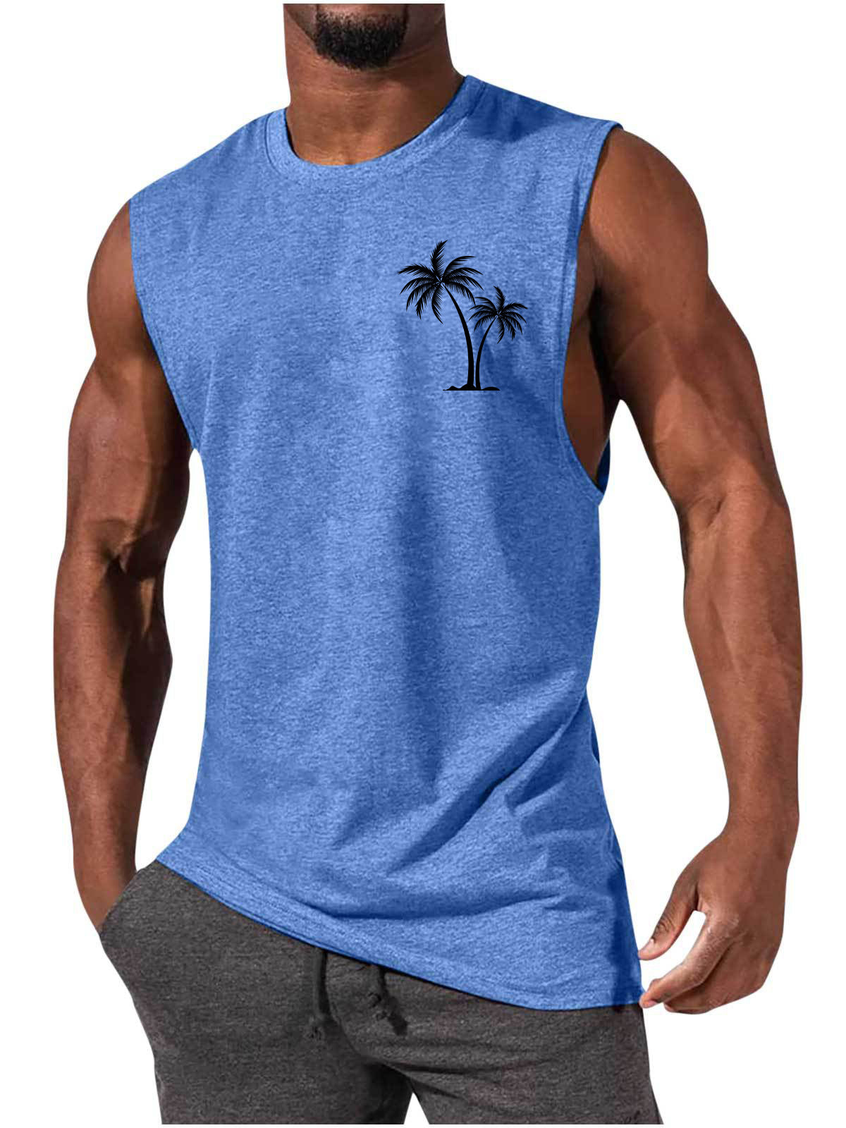 Coconut tree print vest-D601
