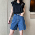 High-rise denim shorts-D813