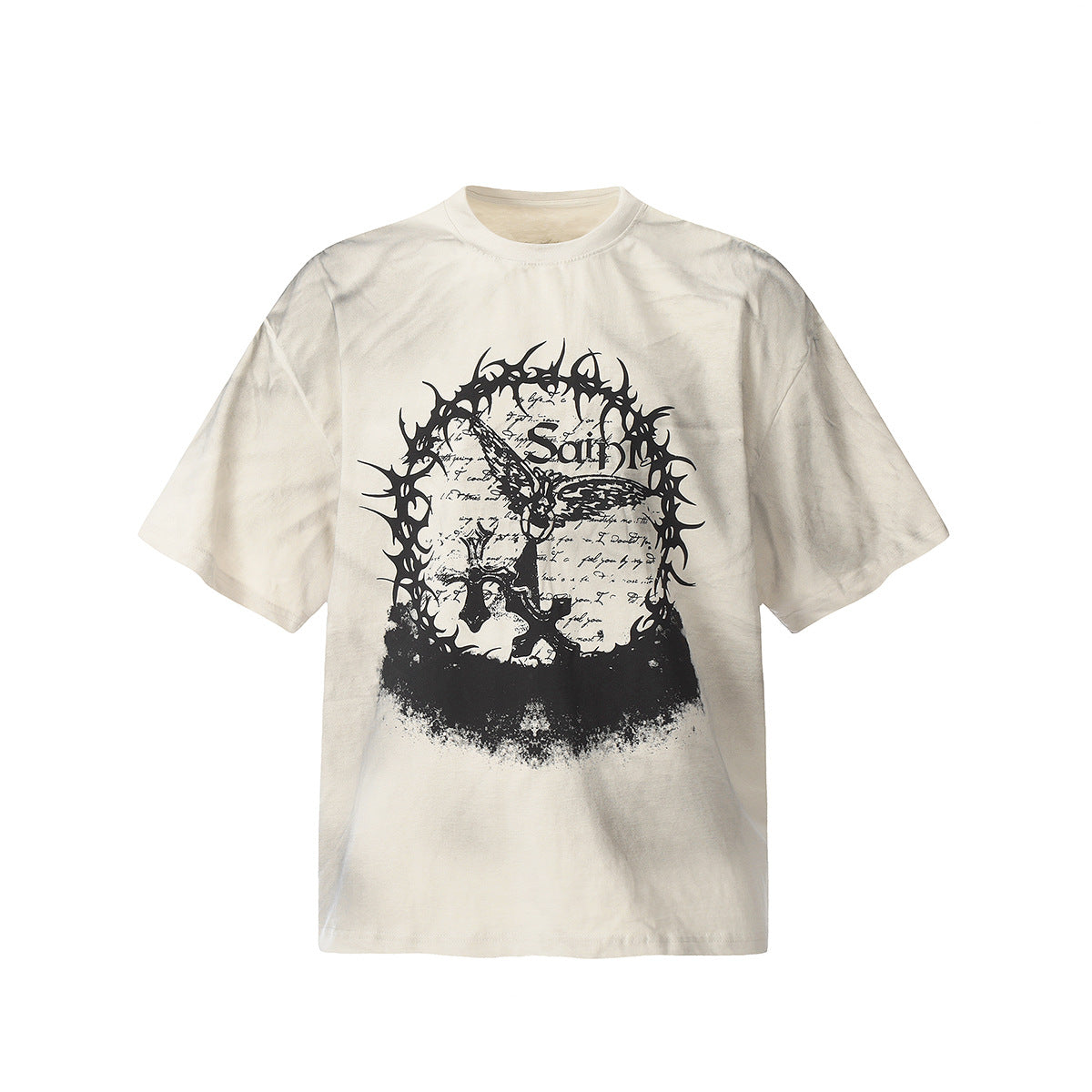 Retro trend thorn pattern tee-D728
