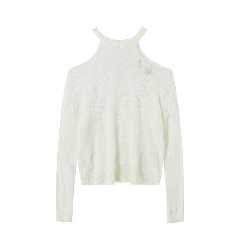 Off-shoulder design tee-D607