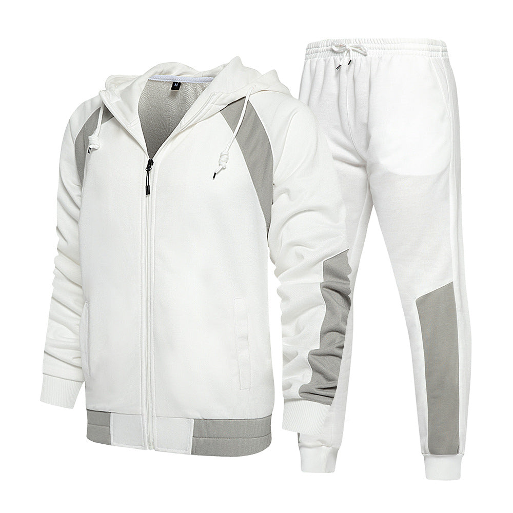 Loose color blocking sweatshirt suit-D462