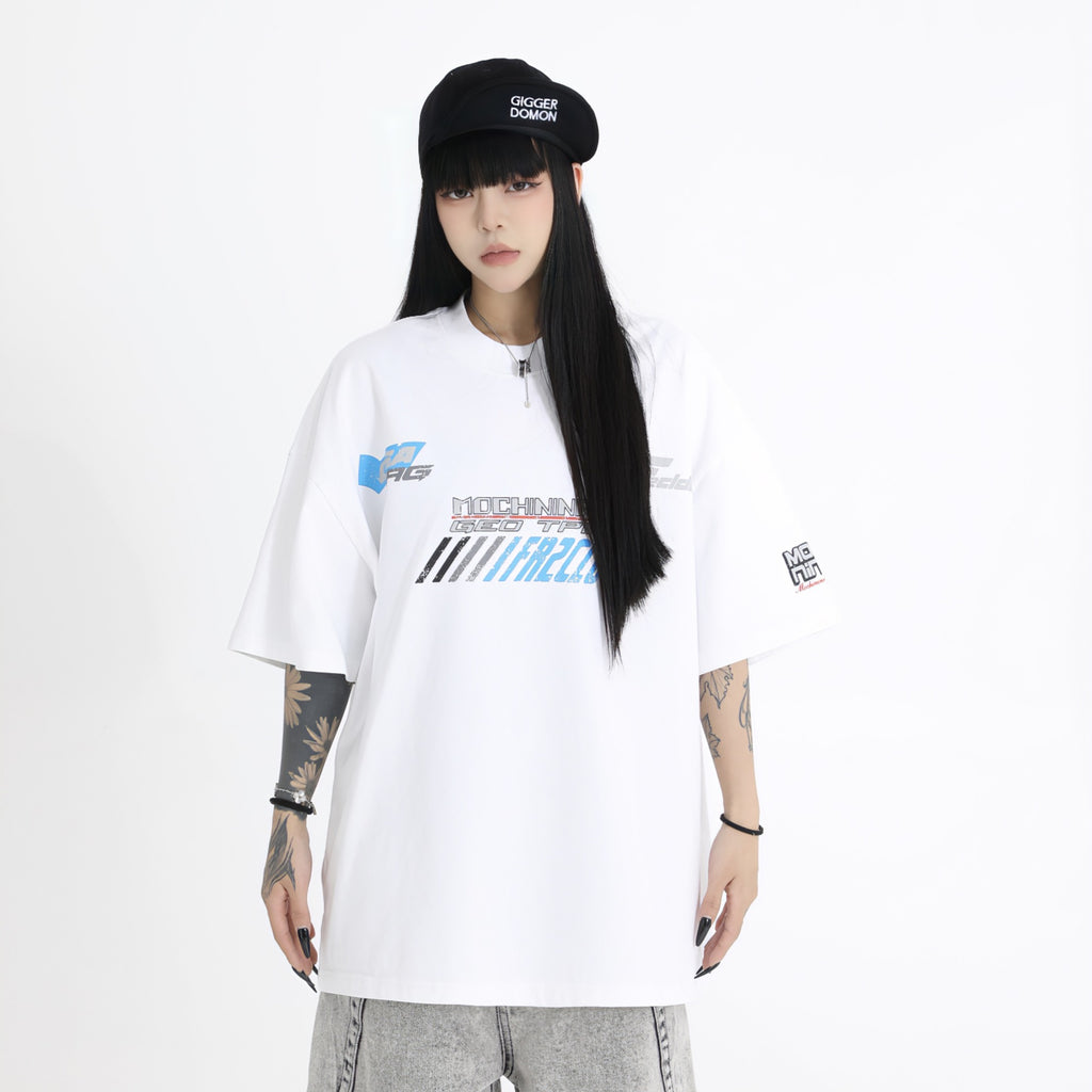 Racing style lettering print TEE-D522