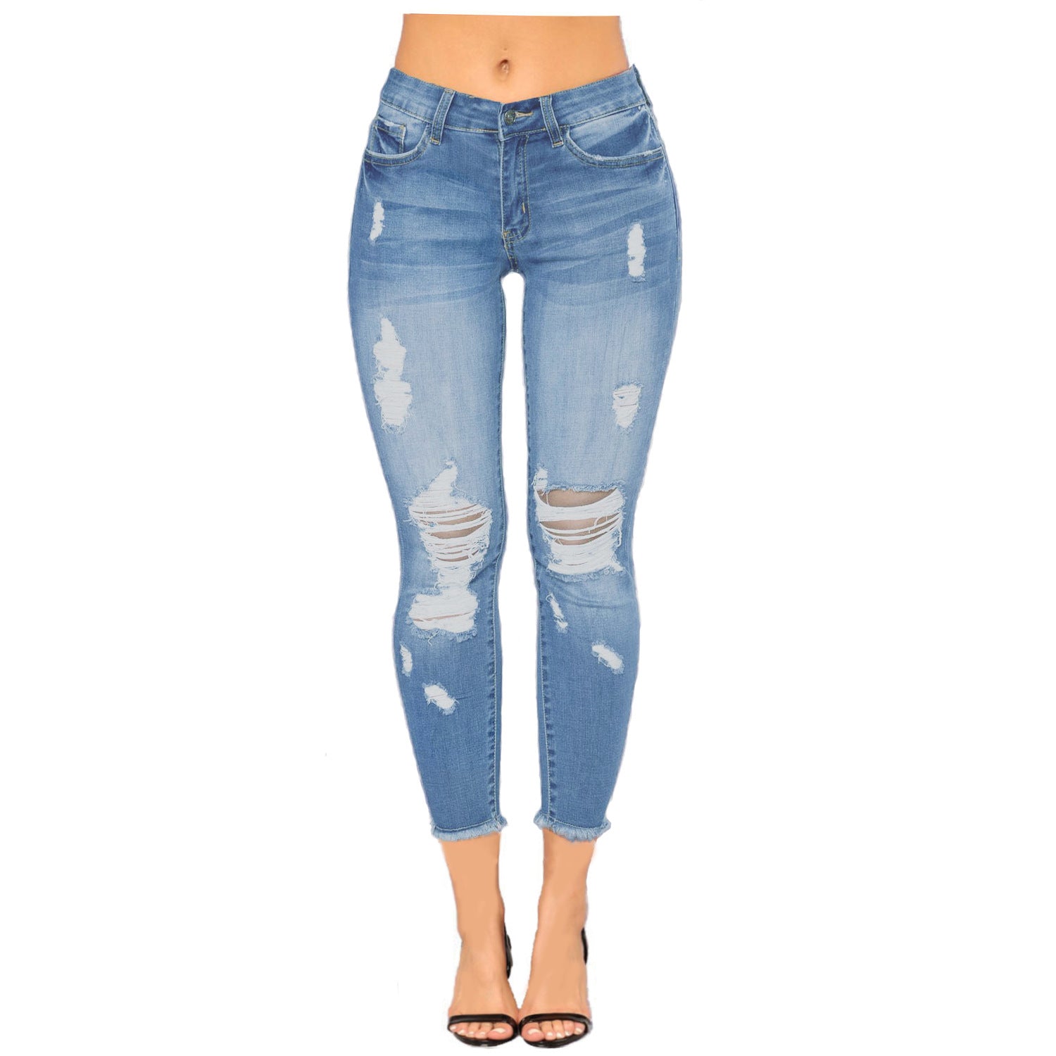 Skinny ripped jeans-D758