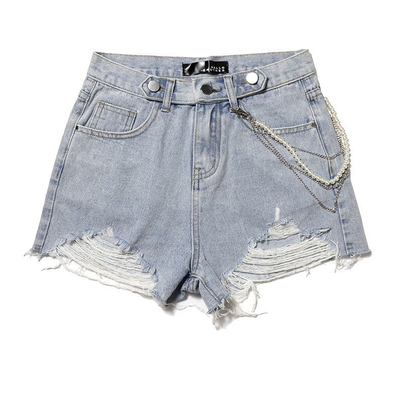 Ripped denim shorts-D847