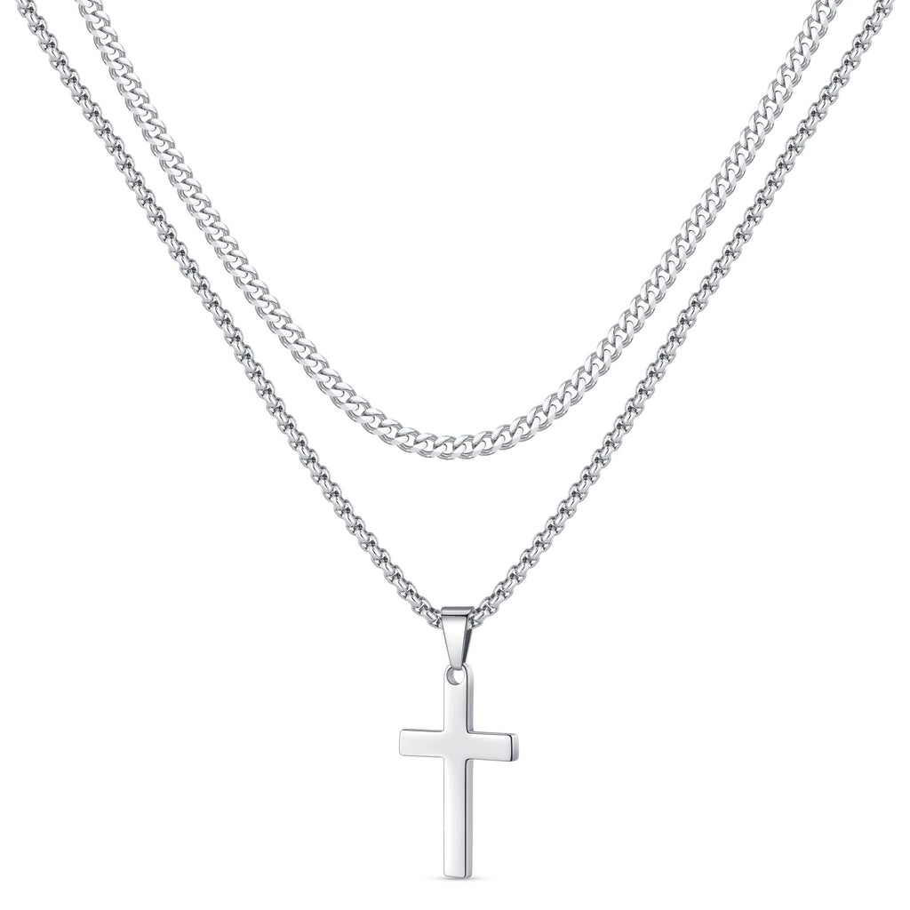 Chain-D697 de plata de doble cruz | Inspanda
