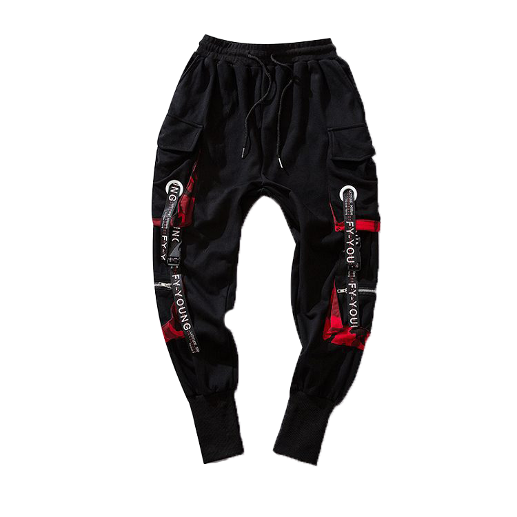 Overalls cuffed ribbon pants-D325