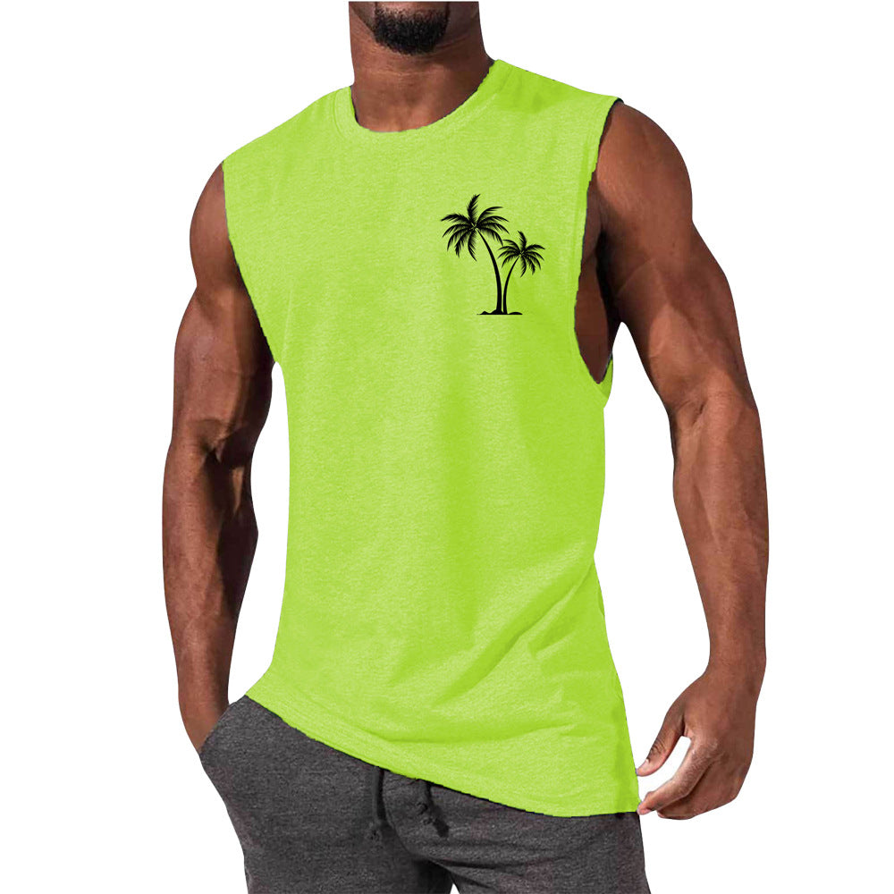 Coconut tree print vest-D601