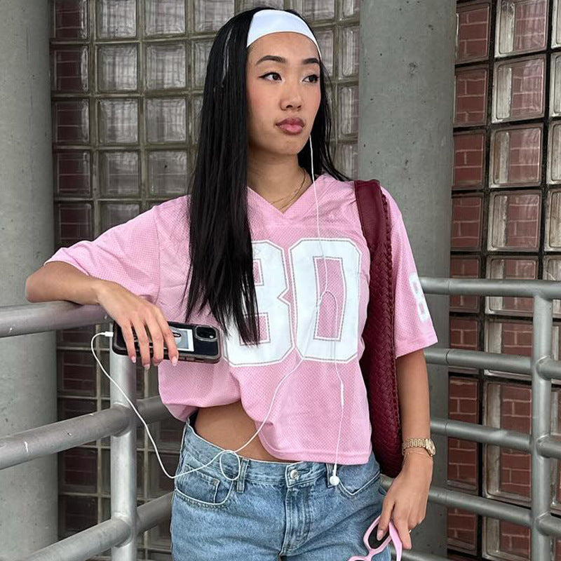 Digital Print V-Neck Top-D820