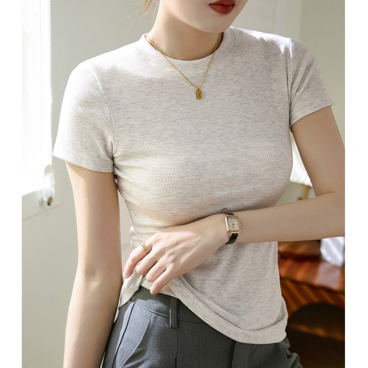 Crewneck TEE solid color-D553