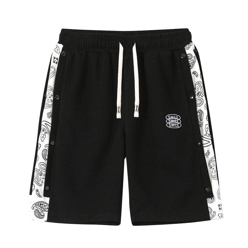Side cashew flower drawstring shorts-D101