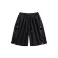 Striped button shorts-D107