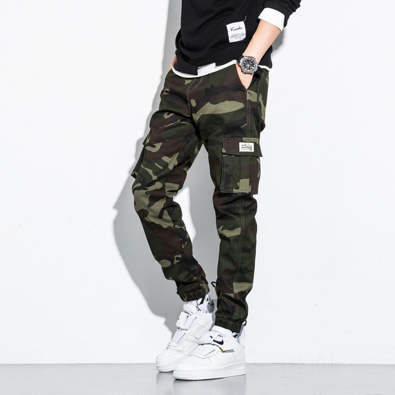 Trendy multi-pocket pants-D412