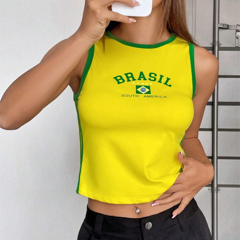 Crop top print European Cup-D585